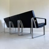 Mid Century Black Leather Modular Sofa by Gjerløv-Knudsen & Lind, Cado, Denmark, c.1960