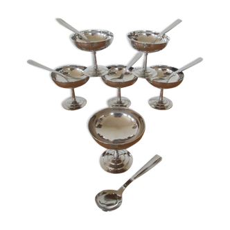 Vintage stainless steel ice cream service Letang and Remy