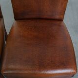 Set of 6 Dining Chairs in Sheepskin Leather
