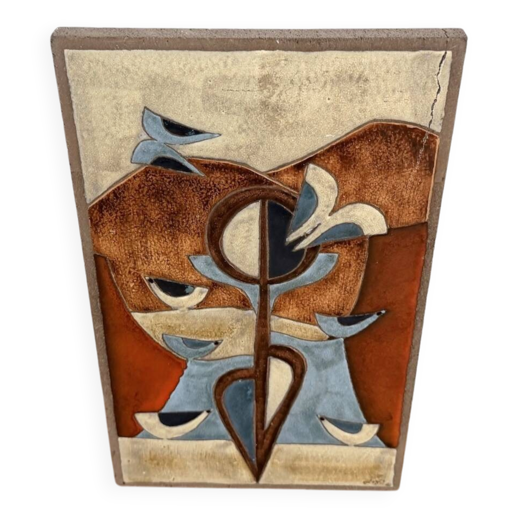 Decorative wall panel in glazed stoneware, 1970s