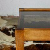 Coffee table in wood and smoked glass