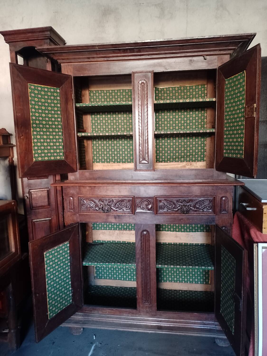 Louis XIII style double-body sideboard, 18th century, solid oak