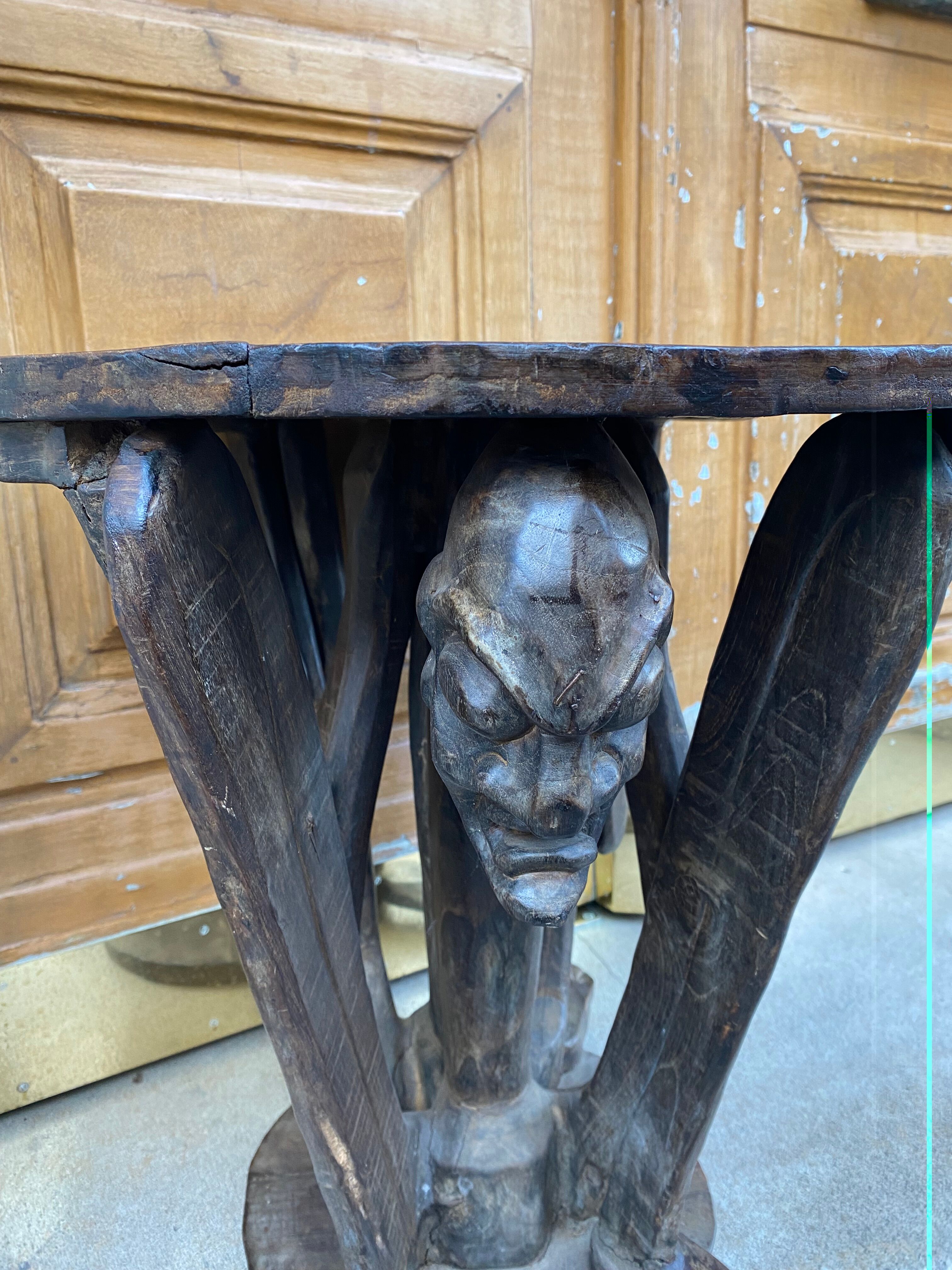 Wooden pedestal table