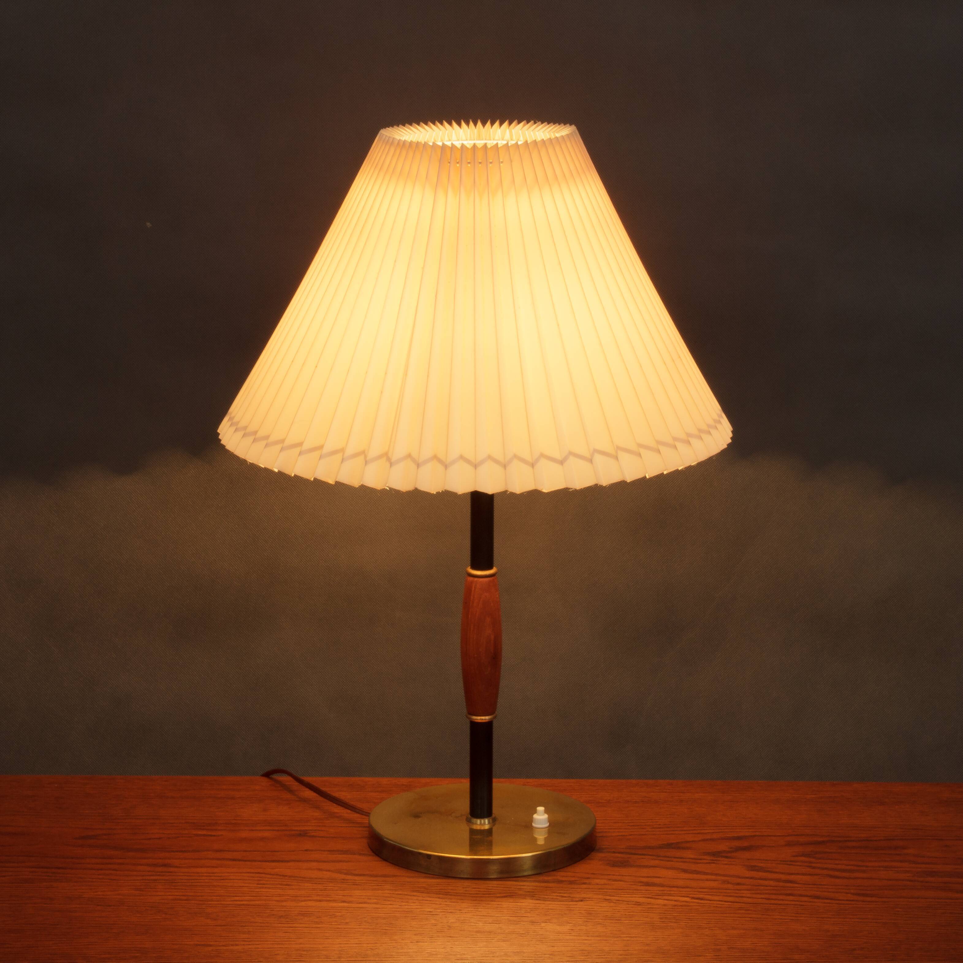 Brass and teak desk lamp