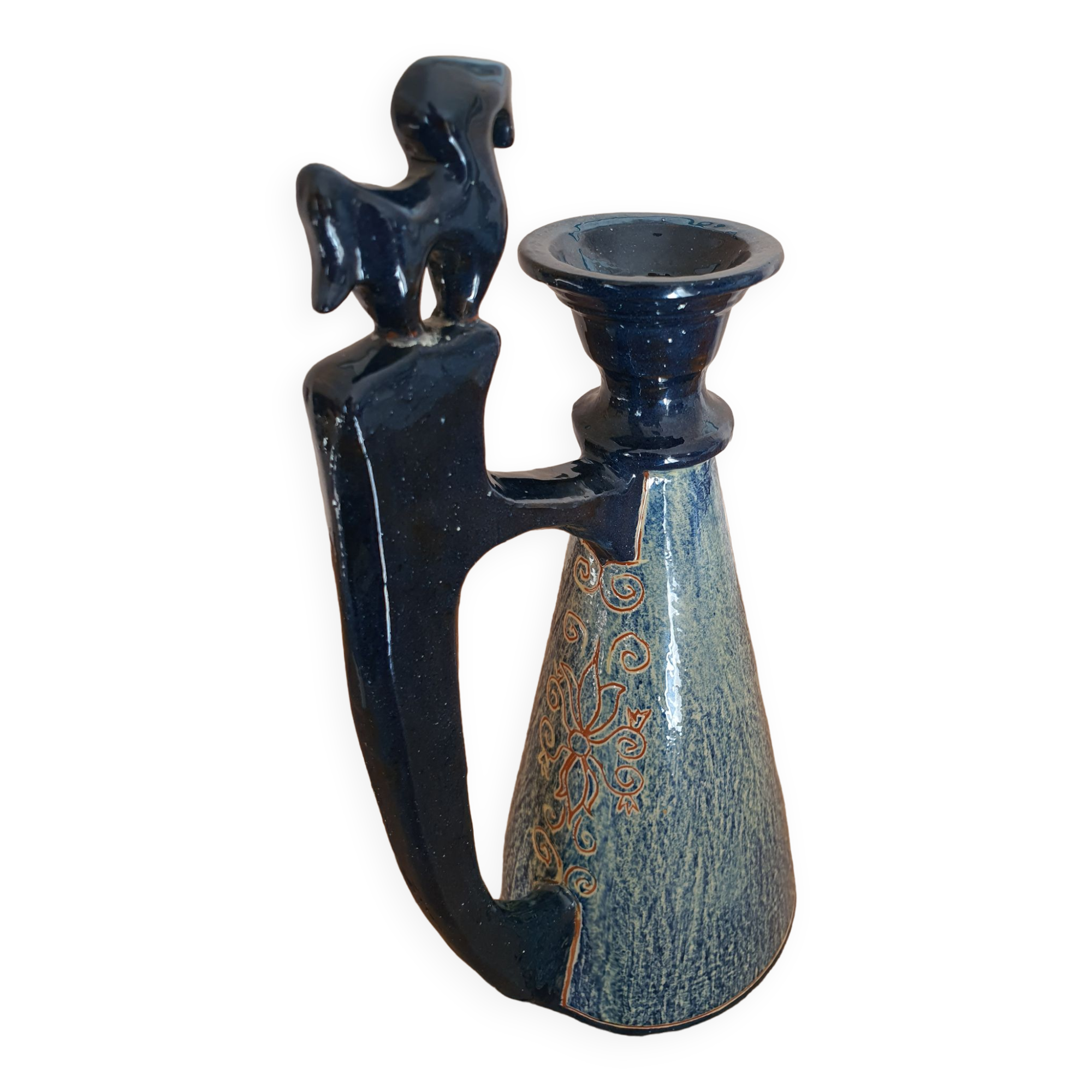 Signed glazed ceramic ewer
