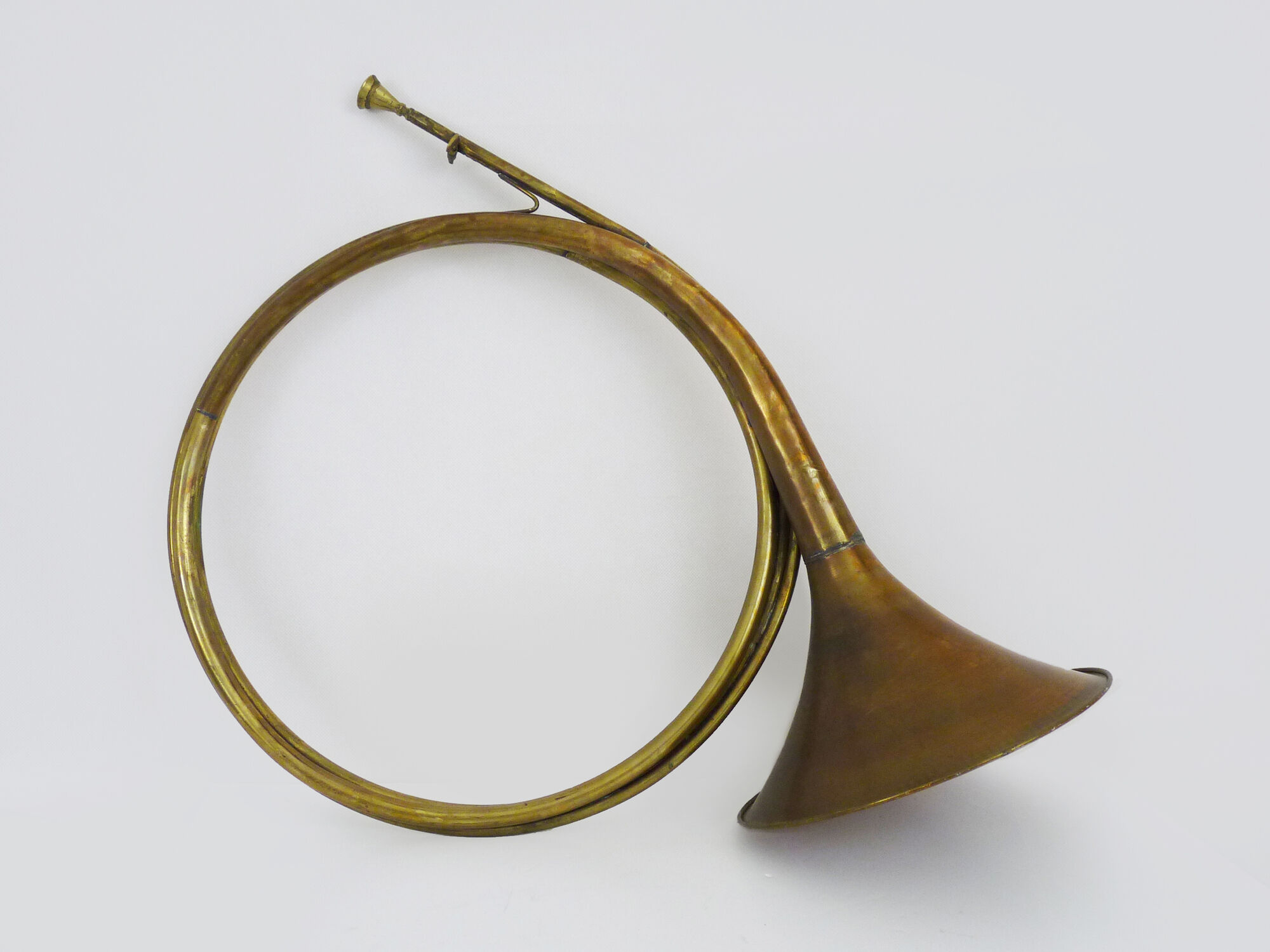 Old brass hunting horn