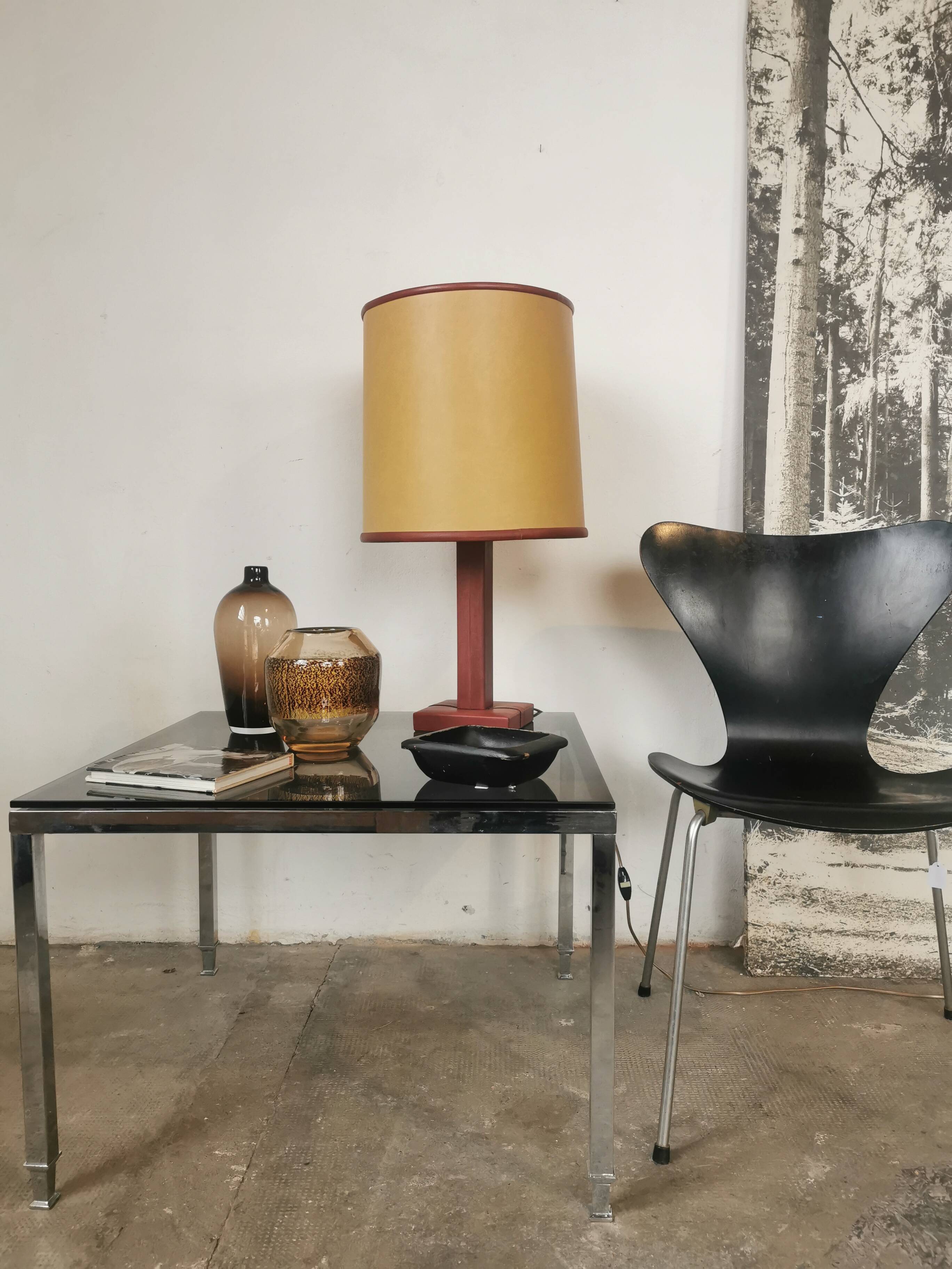 Chrome and glass coffee table 1970 Neoclassical style