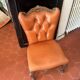 Superb Vintage Louis XV Style Armchair - Cognac Upholstered Faux Leather
