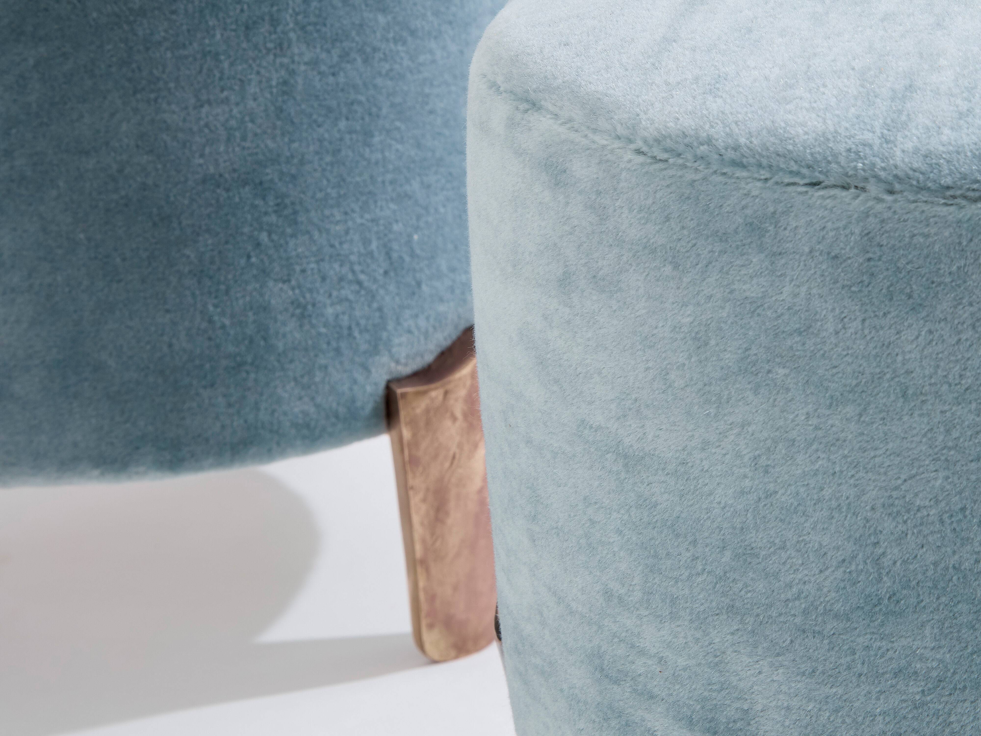 Pair of Garouste & Bonetti Koala pouffes in mohair velvet 1995