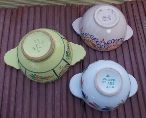 3 ear bowls Quimper Henriot