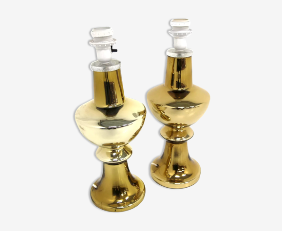 2 pieds de lampes de table en métal, Suède, 1980