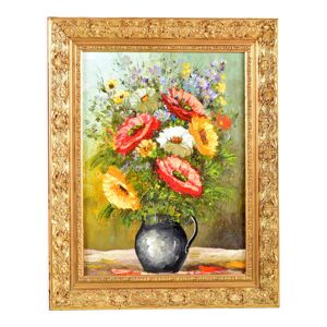 Tableau, bouquet de fleurs , huile