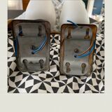 Pair of art deco wall light black and gold - 50s