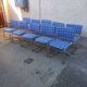 Vintage chrome cantilever chairs with blue checkered upholstery, 1970s, set of 10