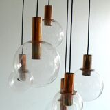 Large Copper & Glass Pendant Lamp from Raak, 1960s