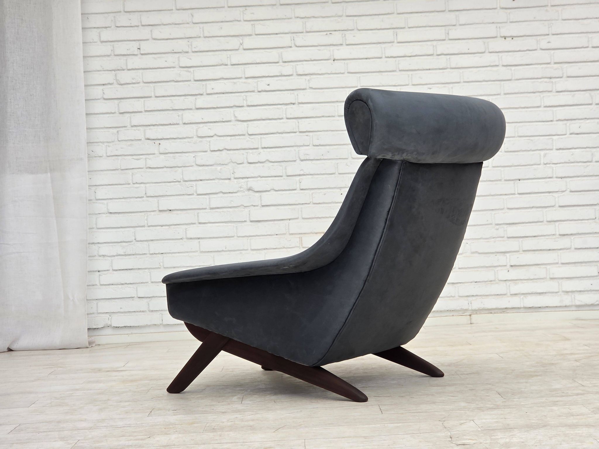 1970s, Danish design by Illum Wikkelsø, reupholstered armchair, leather.