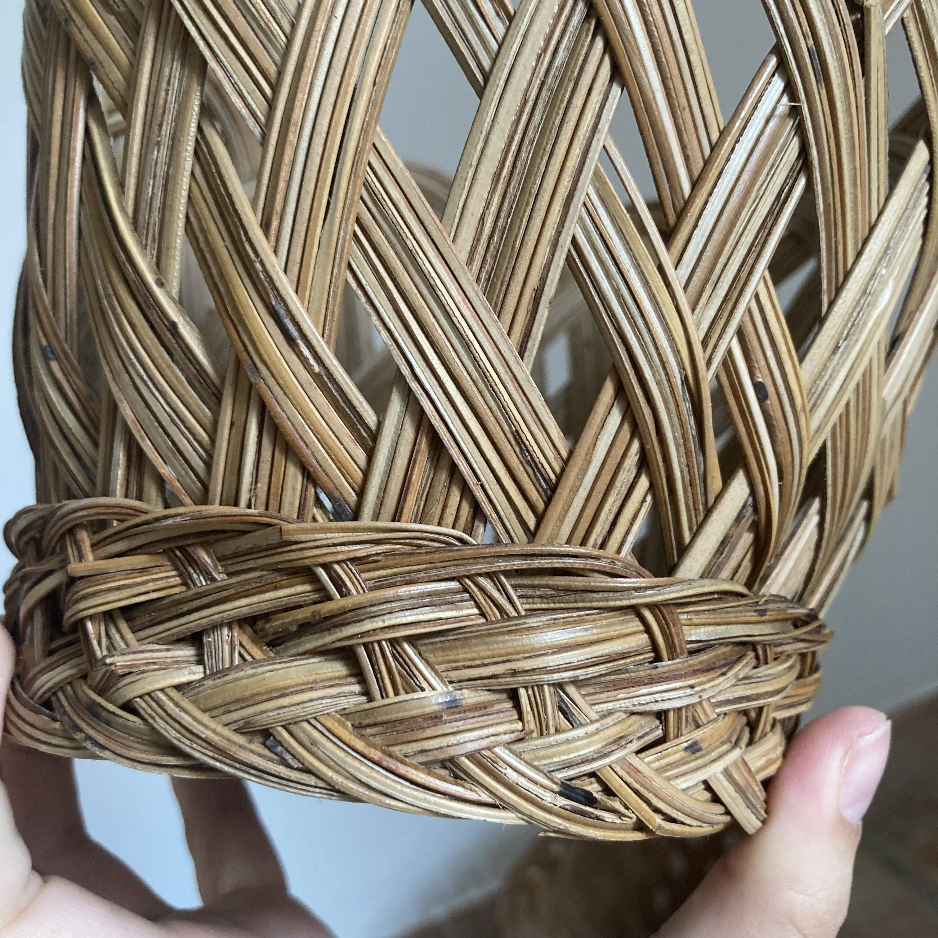 Vintage woven wicker plant pot cover