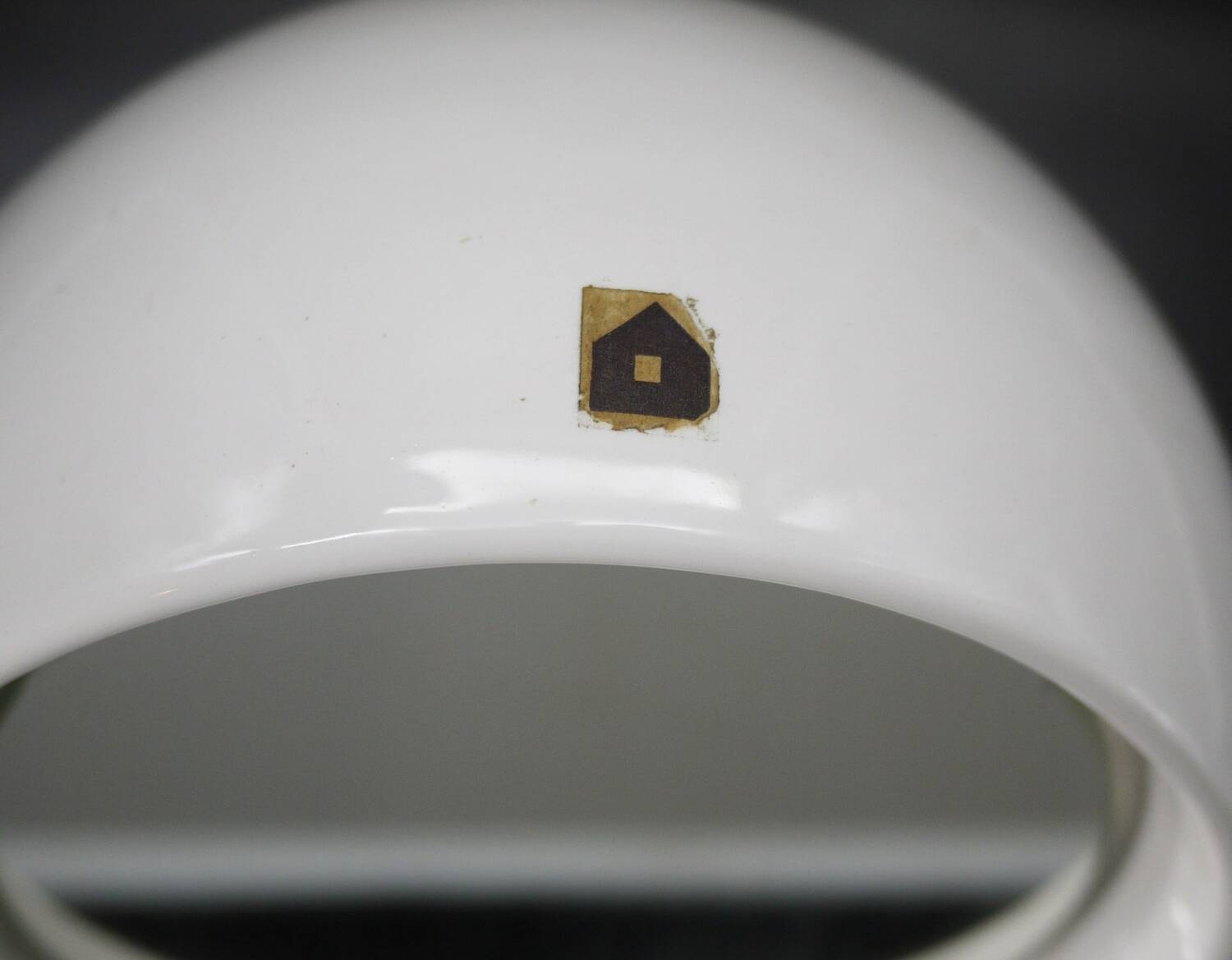 White Ceramic Table Mirror Weighted in a Space Age Ball Shape