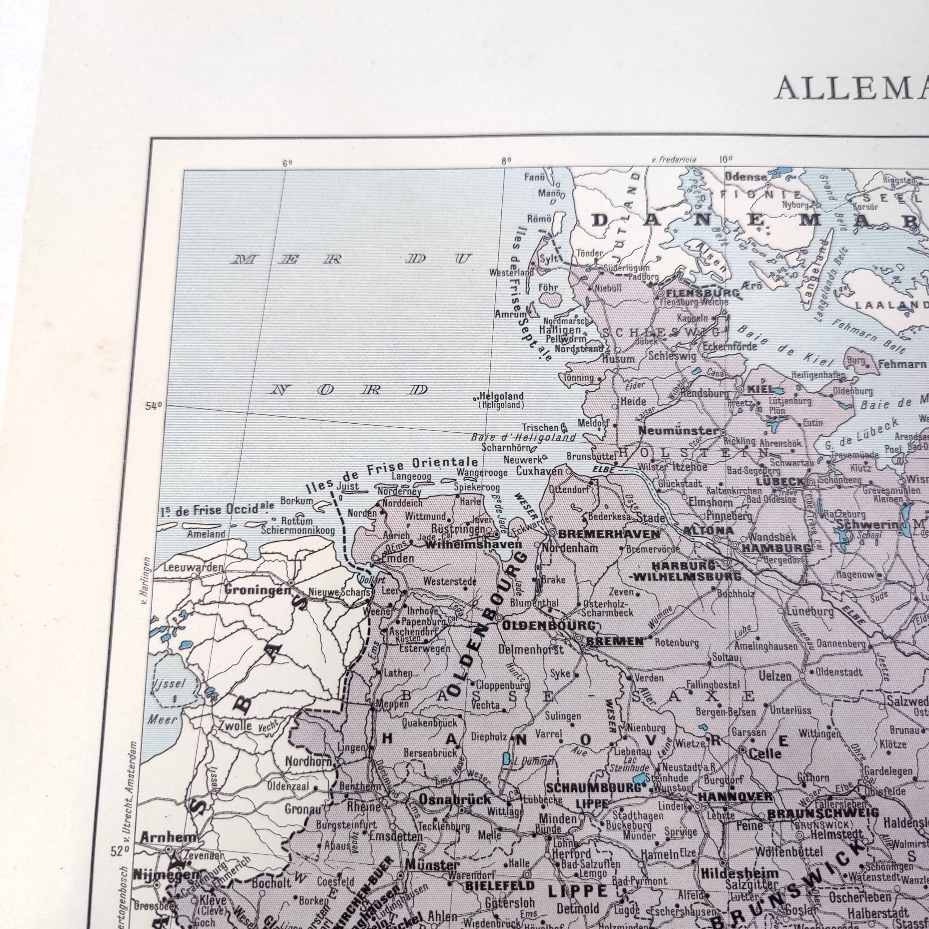 Old Germany map 43x43cm from 1950