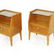 Pair of Swedish bedsides in elm and glass, Sweden, 1940