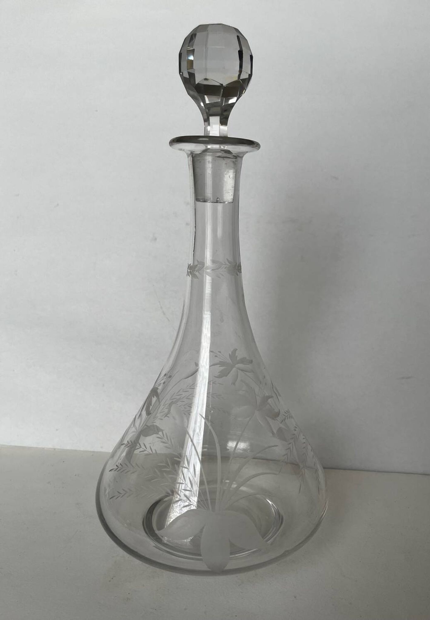 Etched glass carafe