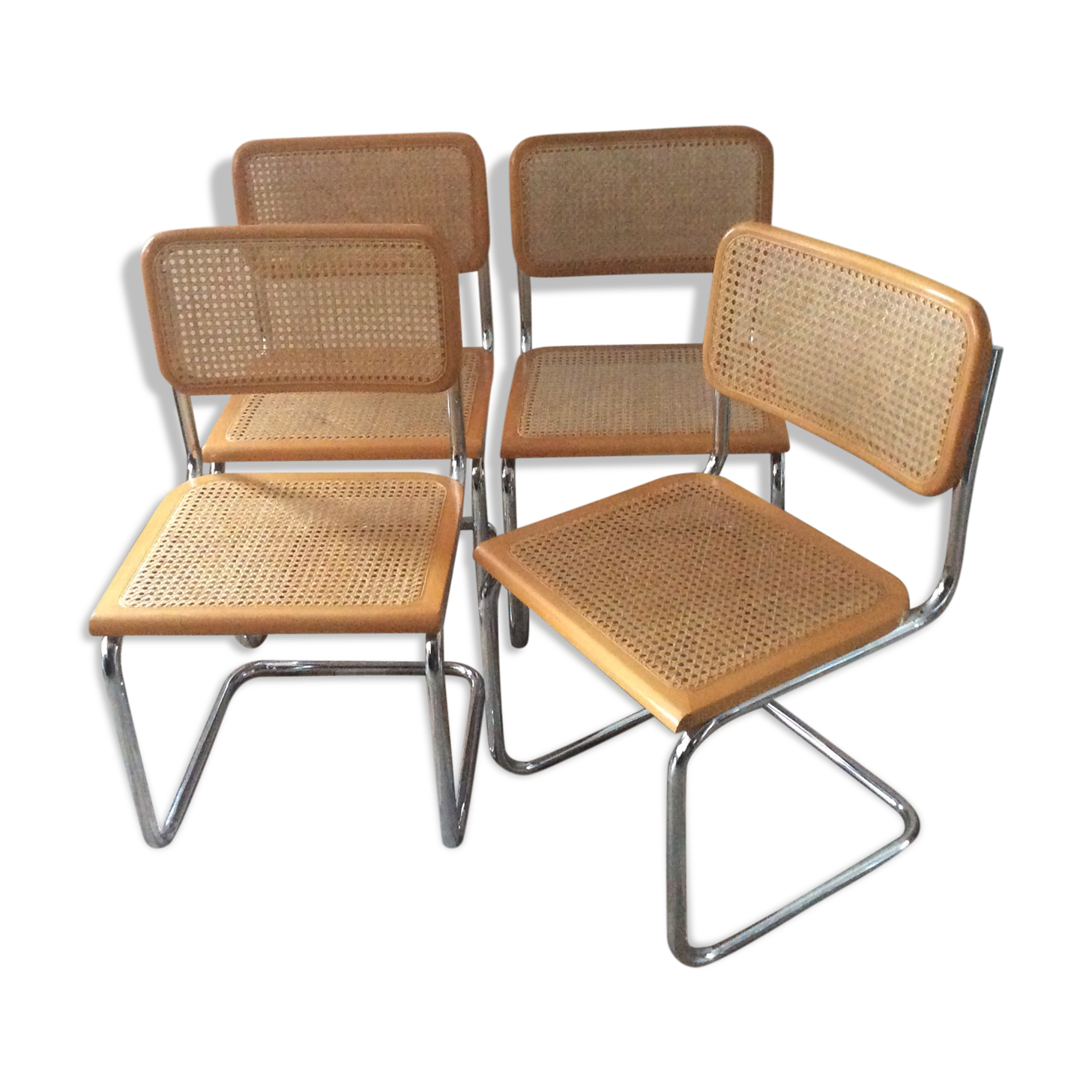 Lot of 4 chairs Marcel Breuer Cesca B32