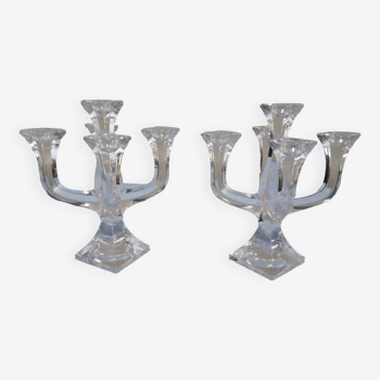 Paire de chandeliers en cristal Villeroy