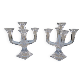 Paire de chandeliers en cristal Villeroy