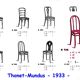 Set of 4 THONET chairs No. A 738 from 1920, caned - bistro -