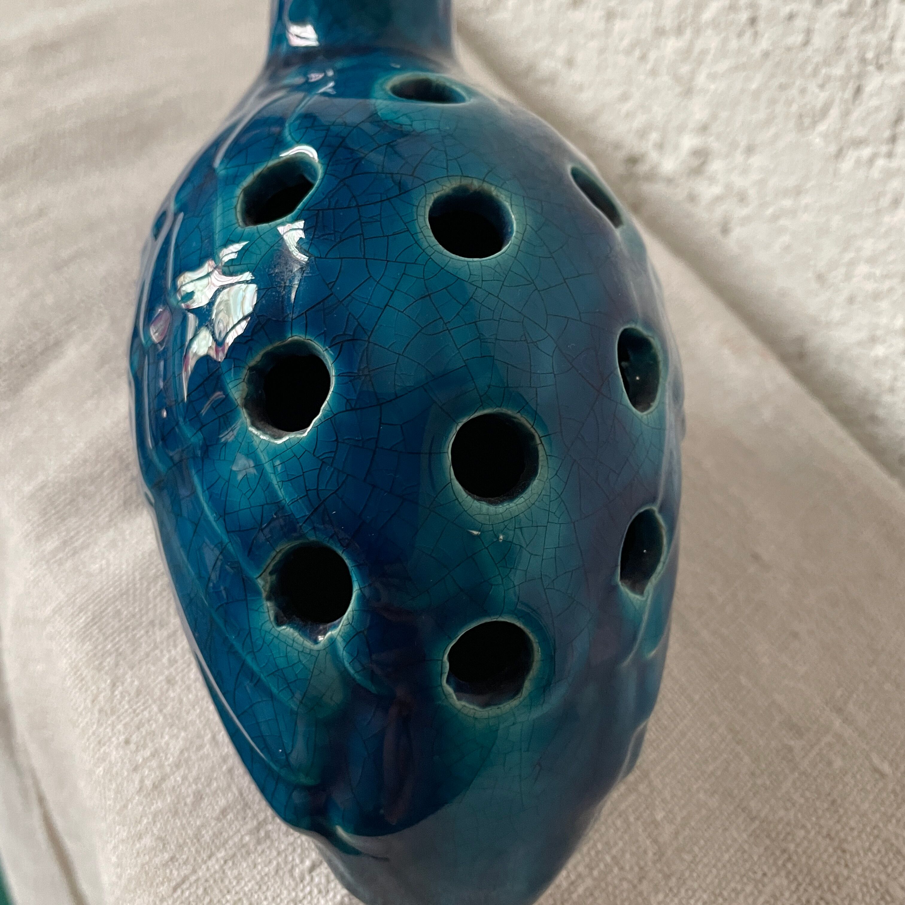 Vase pique flower ceramic design blue bird