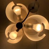 Space age brushed metal 3-light pendant lamp