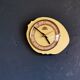 Vintage formica clock silent asymmetrical wall pendulum "FFR Morbier yellow black"