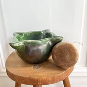 Ceramic mortar and wooden pestle