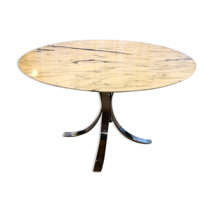 Table ronde roche bobois en marbre et acier chromé des années 70