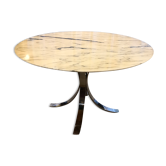 Table ronde Roche Bobois en marbre et acier chromé des années 70