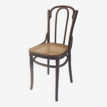 Bistro chair in curved wood and canework - early 20th century