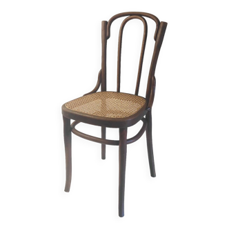Bistro chair in curved wood and canework - early 20th century