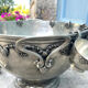 French pewter punch bowl set with 10 cups and ladle – grapevine Etain