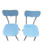 Two blue Formica "Peugeot" chairs.