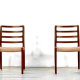 Set of 2 niels moller model 85 midcentury chairs from denmark in teak