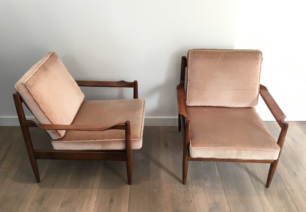 Pair of wooden armchairs