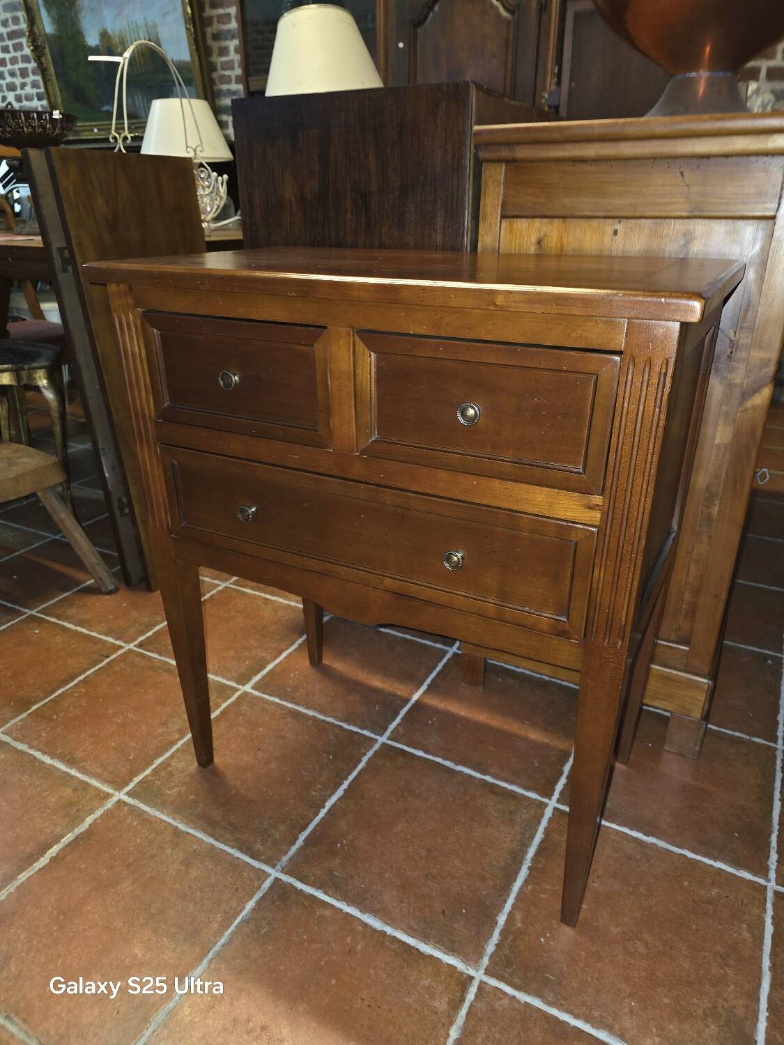Louis XVI style commode in solid cherry wood.