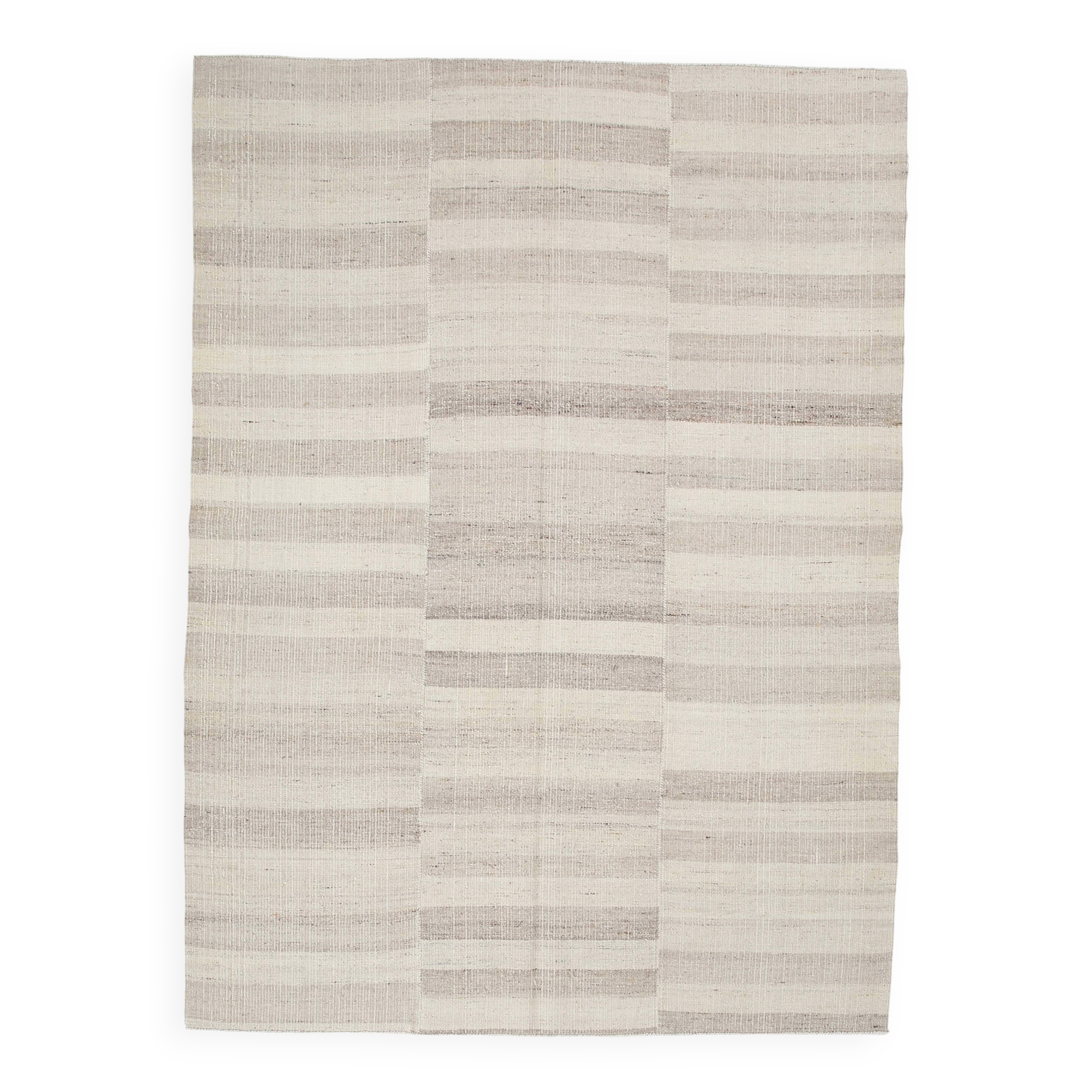 7x10 Beige & Brown Ethnic Kilim Rug 220x301Cm SK 35391