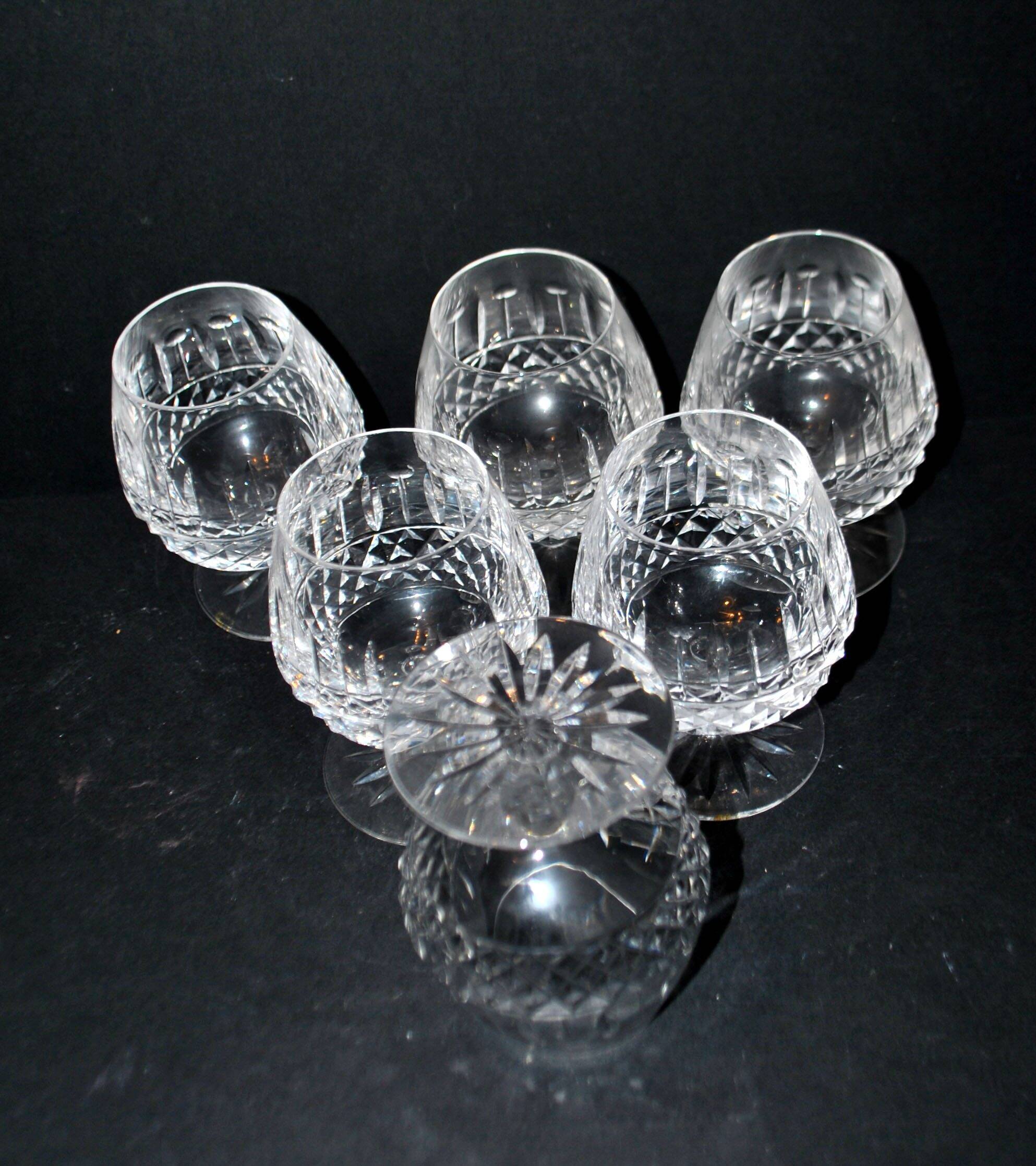 Lorraine crystal cut cognac glasses set of 6 in the style of Tommy Lemberg.