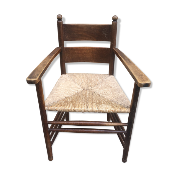 Fauteuil paillé rustique
