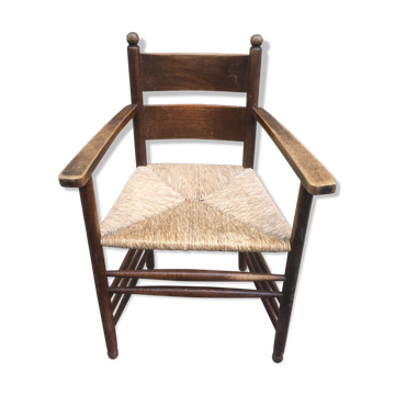 Fauteuil paillé rustique
