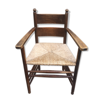 Fauteuil paillé rustique