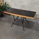 Metal and wood table, black Opaxit top, Czech Republic 1960
