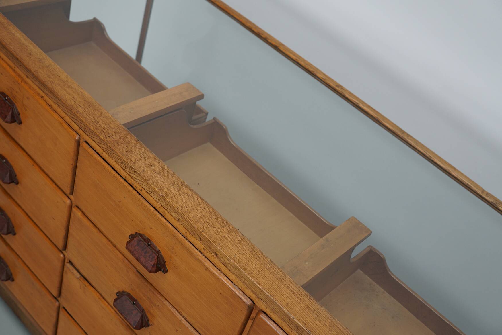Antique British Maple & Oak Haberdashery Cabinet or Shop Counter, 1920/30s