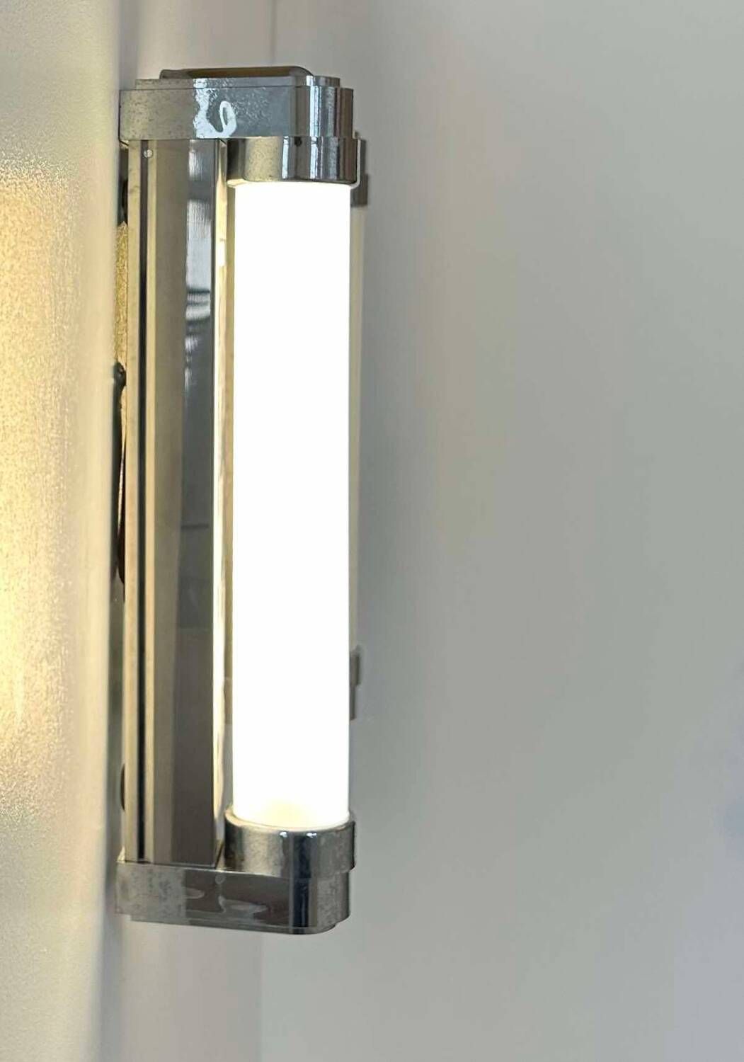Pair of vintage wall lights, chromed metal, Italy 1970